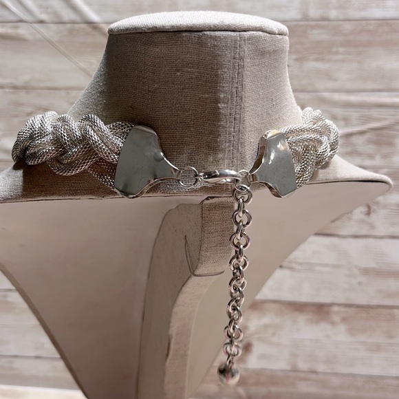 Silver Woven Chain Link Necklace - Picture 4 of 8